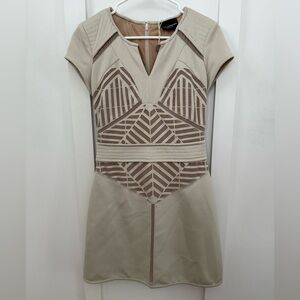 Atos Lombardini Elegant Beige Geometric Dress